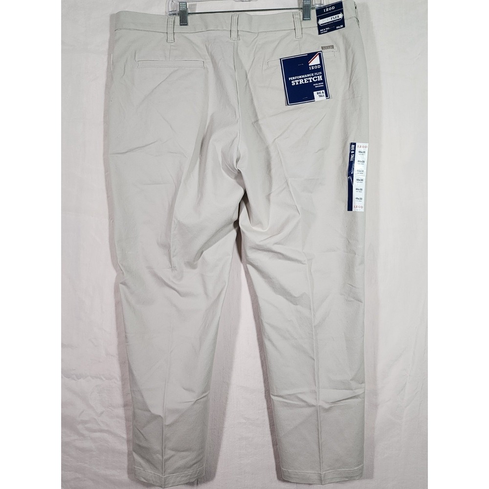 IZOD NWT Mens 44x30 SportFlex Ivory Big Tall Stretch Chino Pants Performance - Picture 5 of 8